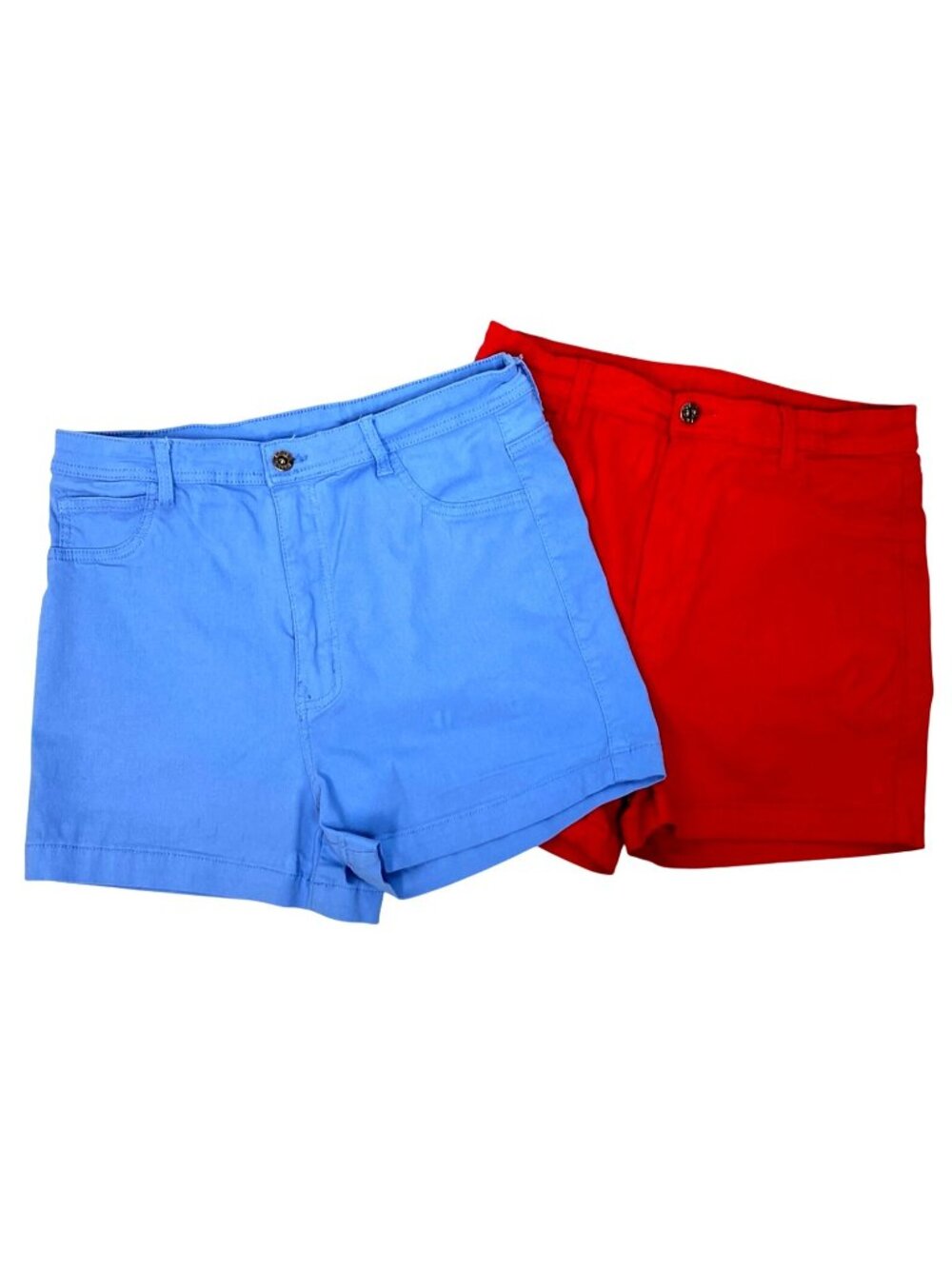 Lover Brand Womens Stretchy Cotton Shorts Set of 2 In Red & Blue Size 2XL Casual